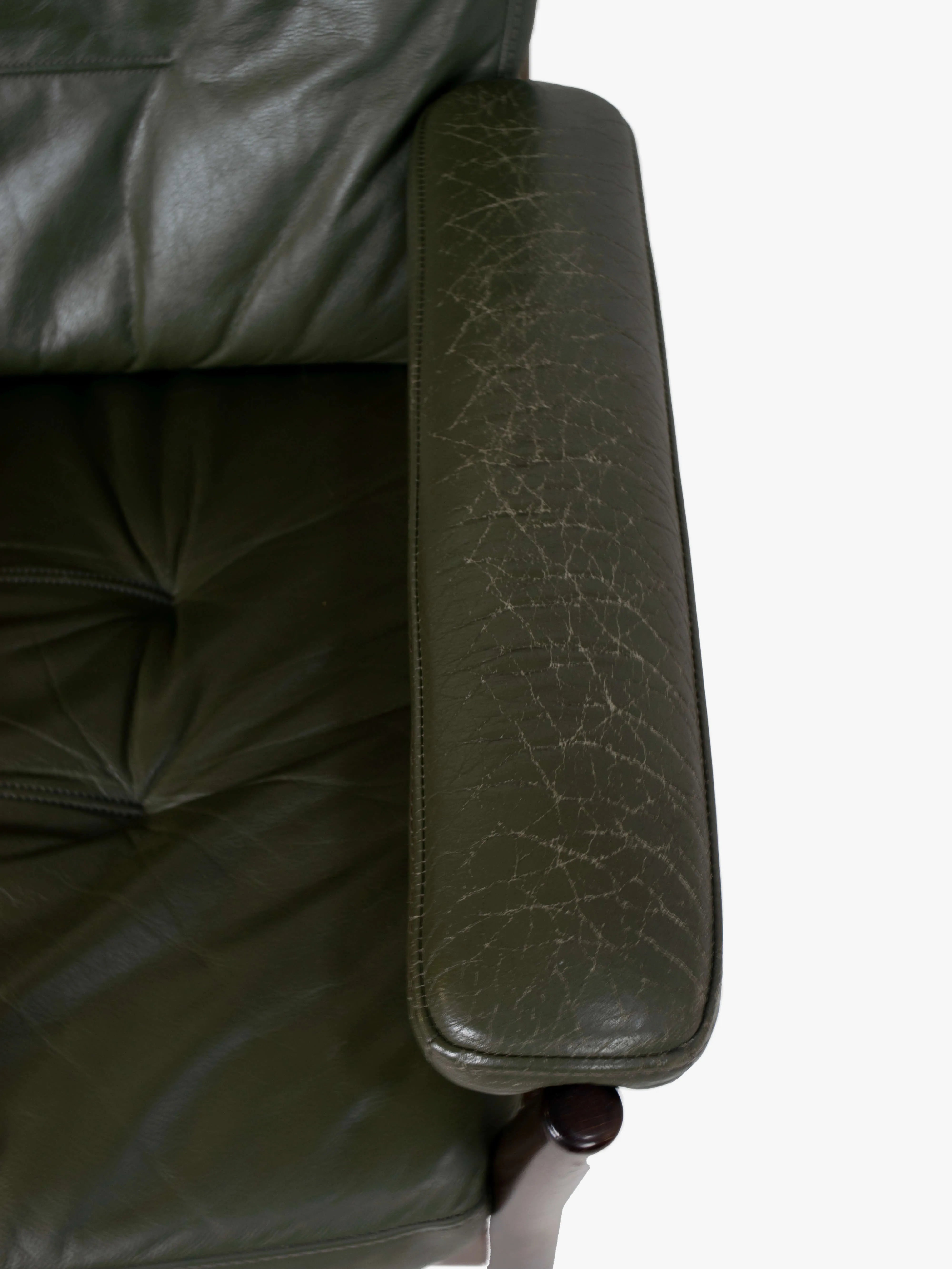 G-Mobel_Easy_Chair_in_Green_Leather_for_Göte_Möbler,_Sweden_1970s