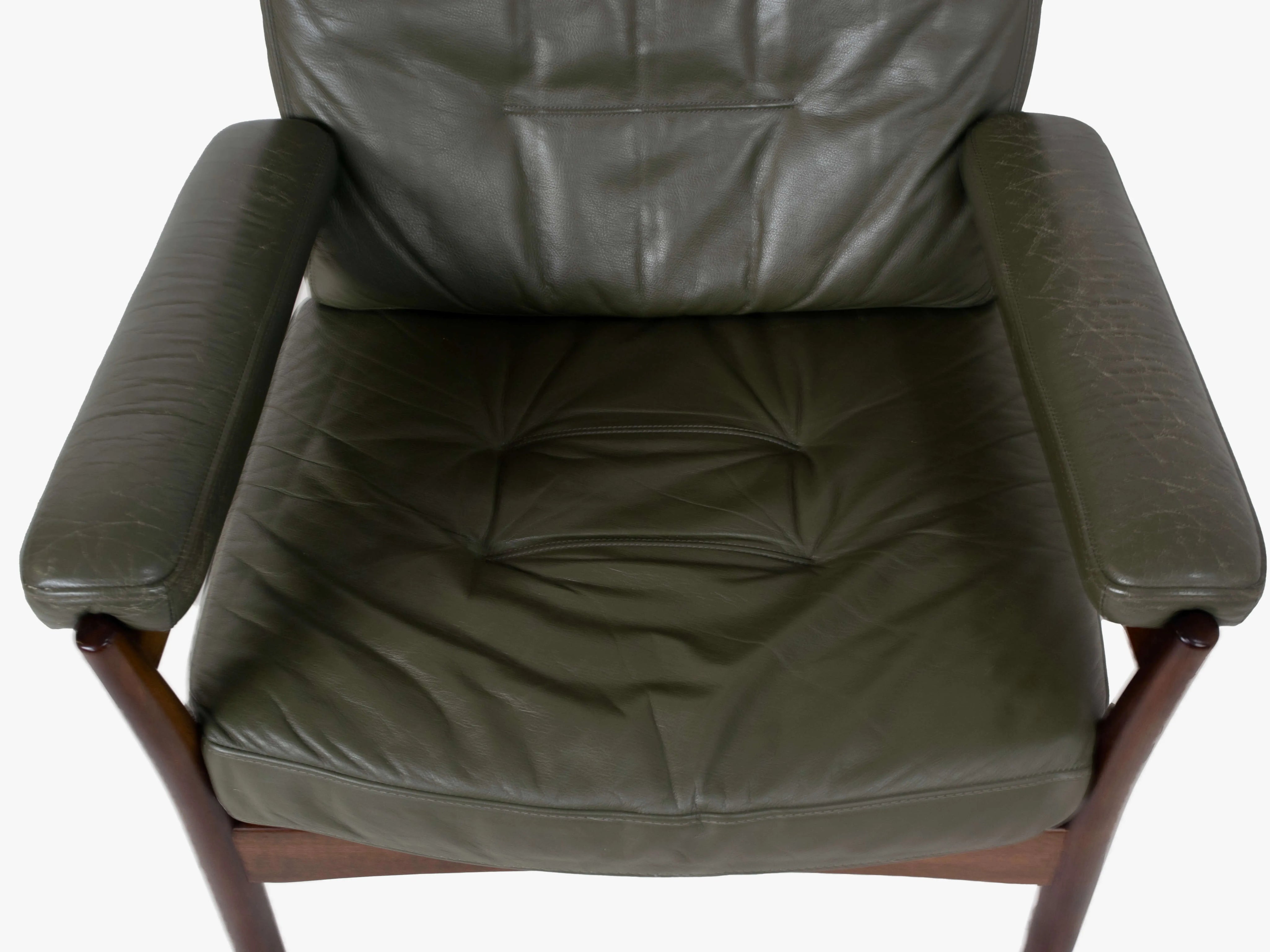 G-Mobel_Easy_Chair_in_Green_Leather_for_Göte_Möbler,_Sweden_1970s