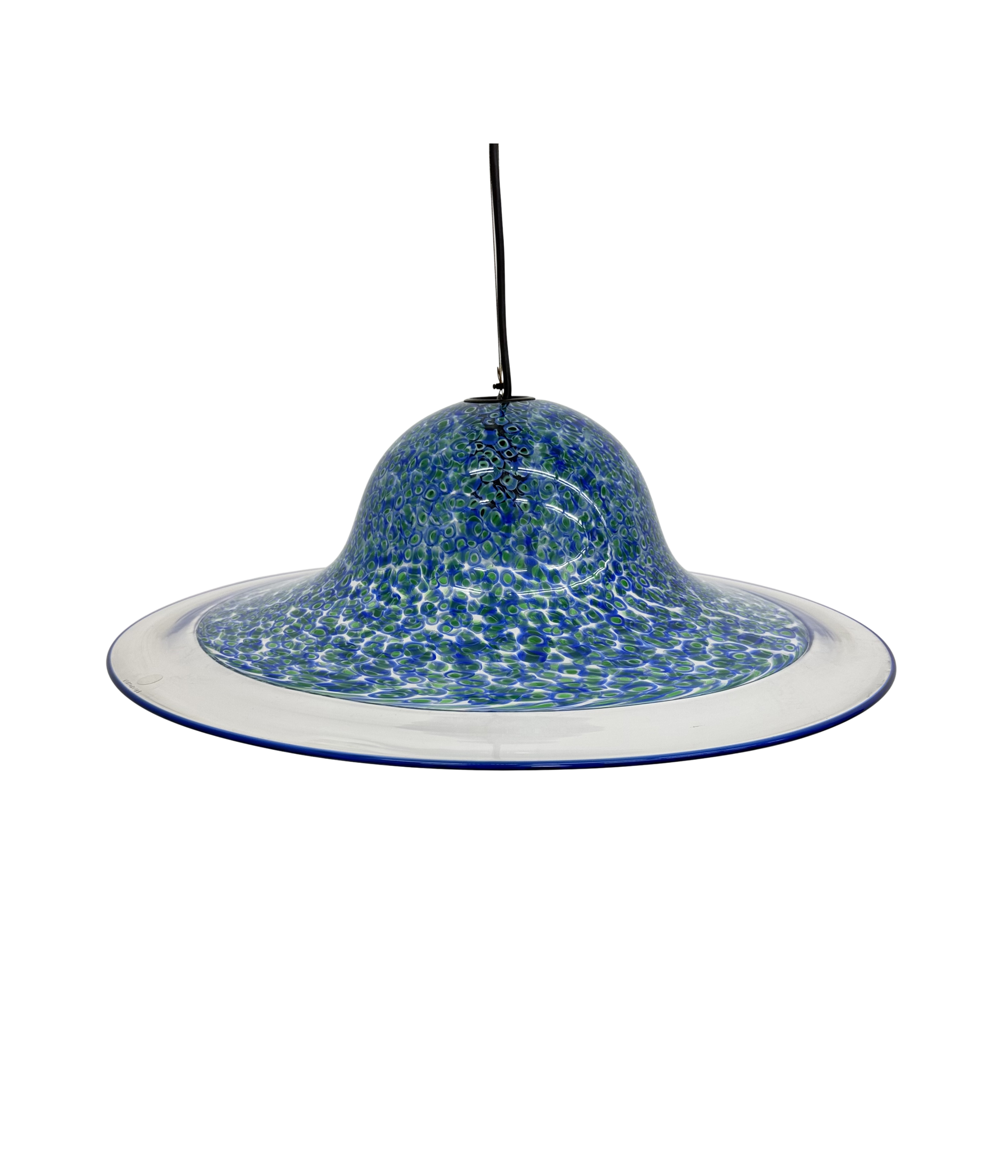Gae_Aulenti_“Neverrino”_Blue_Murano_Glass_Pendant_Lamp_for_Vistosi,_1970s