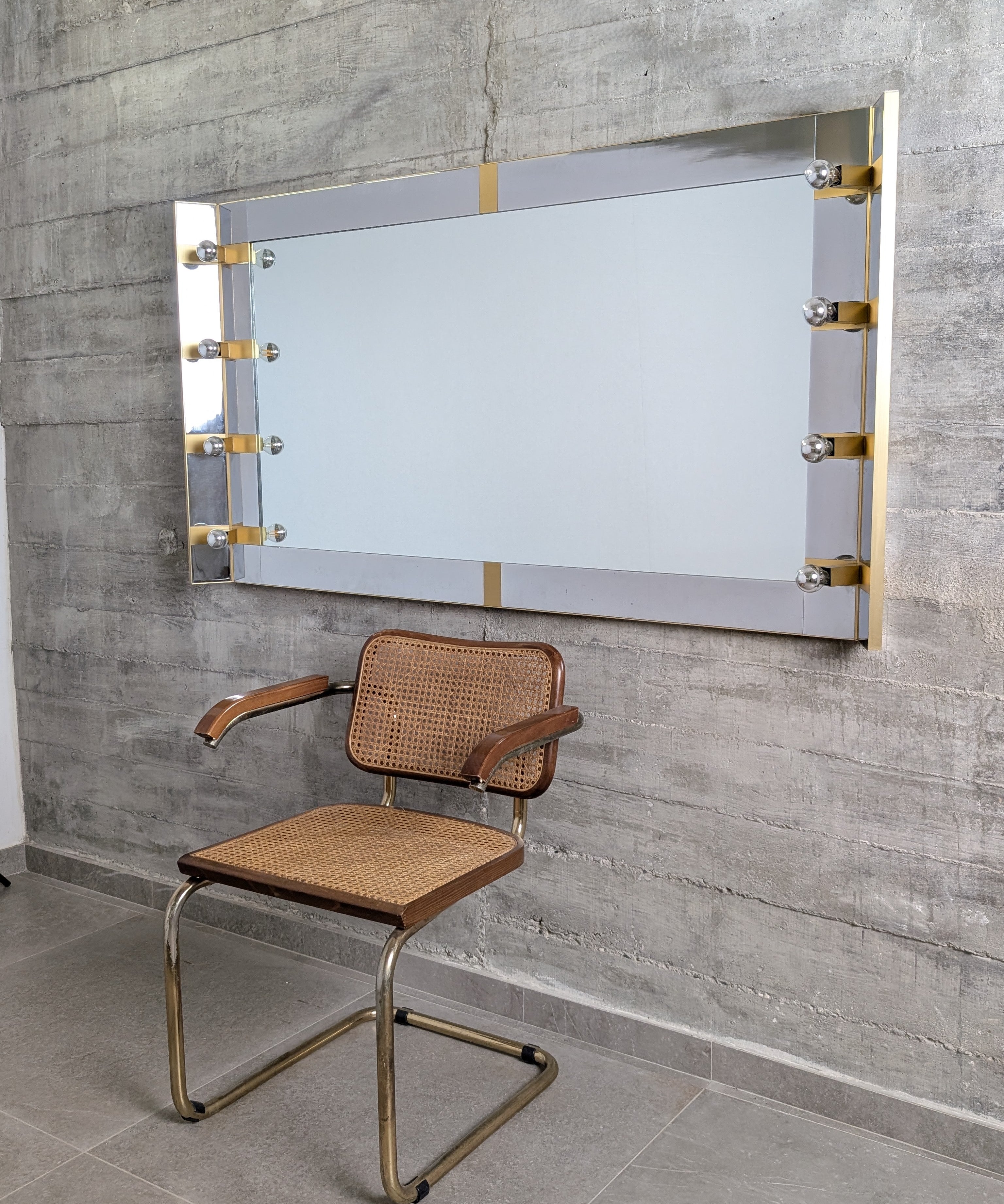 SEO_Product_Title_Gaetano_Sciolari_Illuminated_Vanity_Wall_Mirror_in_Brass_and_Chrome,_Italy,_1970s