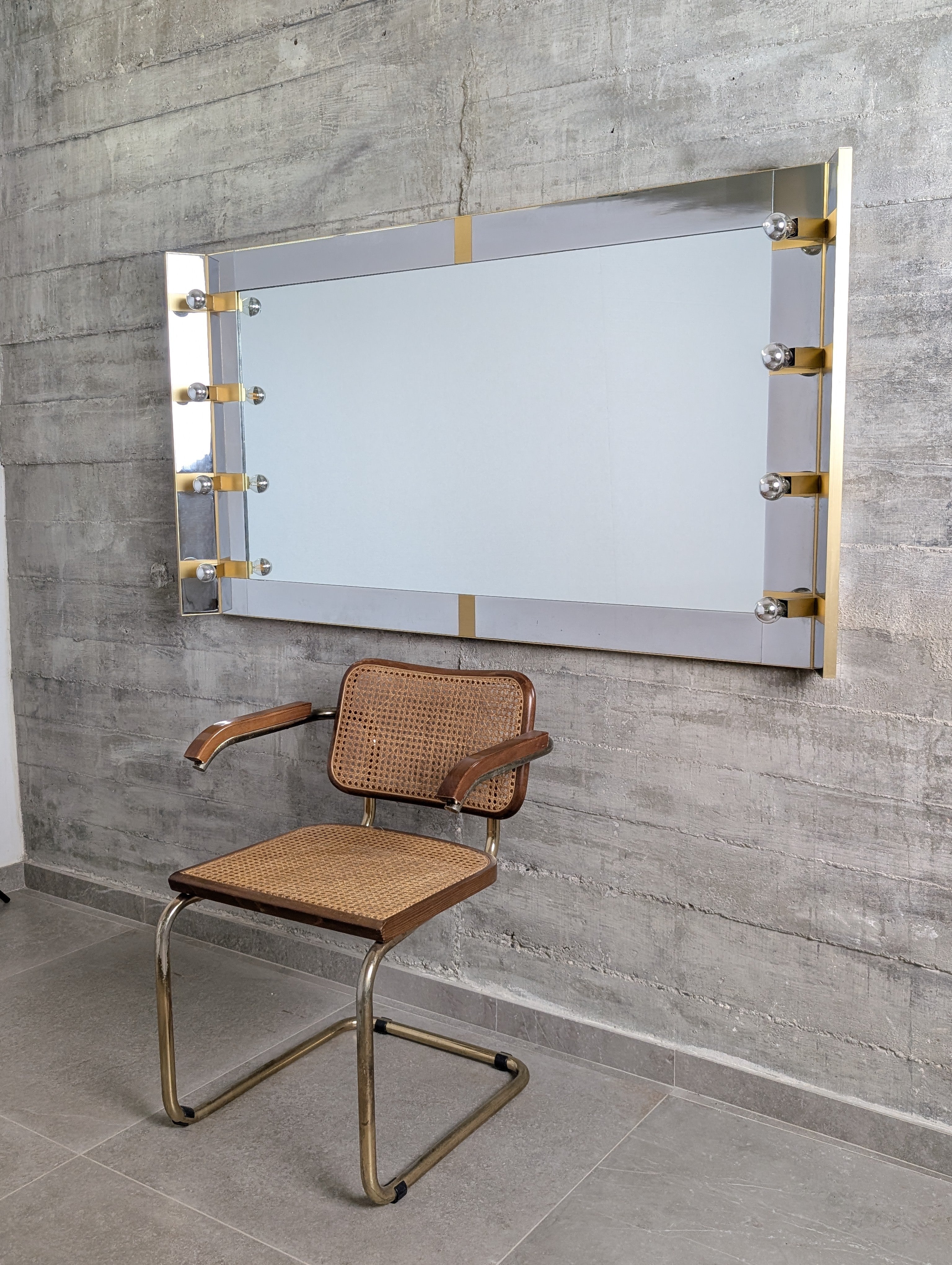 SEO_Product_Title_Gaetano_Sciolari_Illuminated_Vanity_Wall_Mirror_in_Brass_and_Chrome,_Italy,_1970s