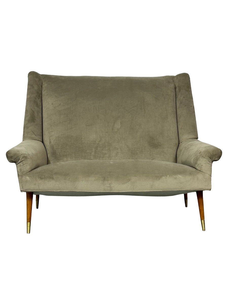 Gio_Ponti-Inspired_Mid-Century_Sofa,_Velvet_&_Walnut_1950s_Italy