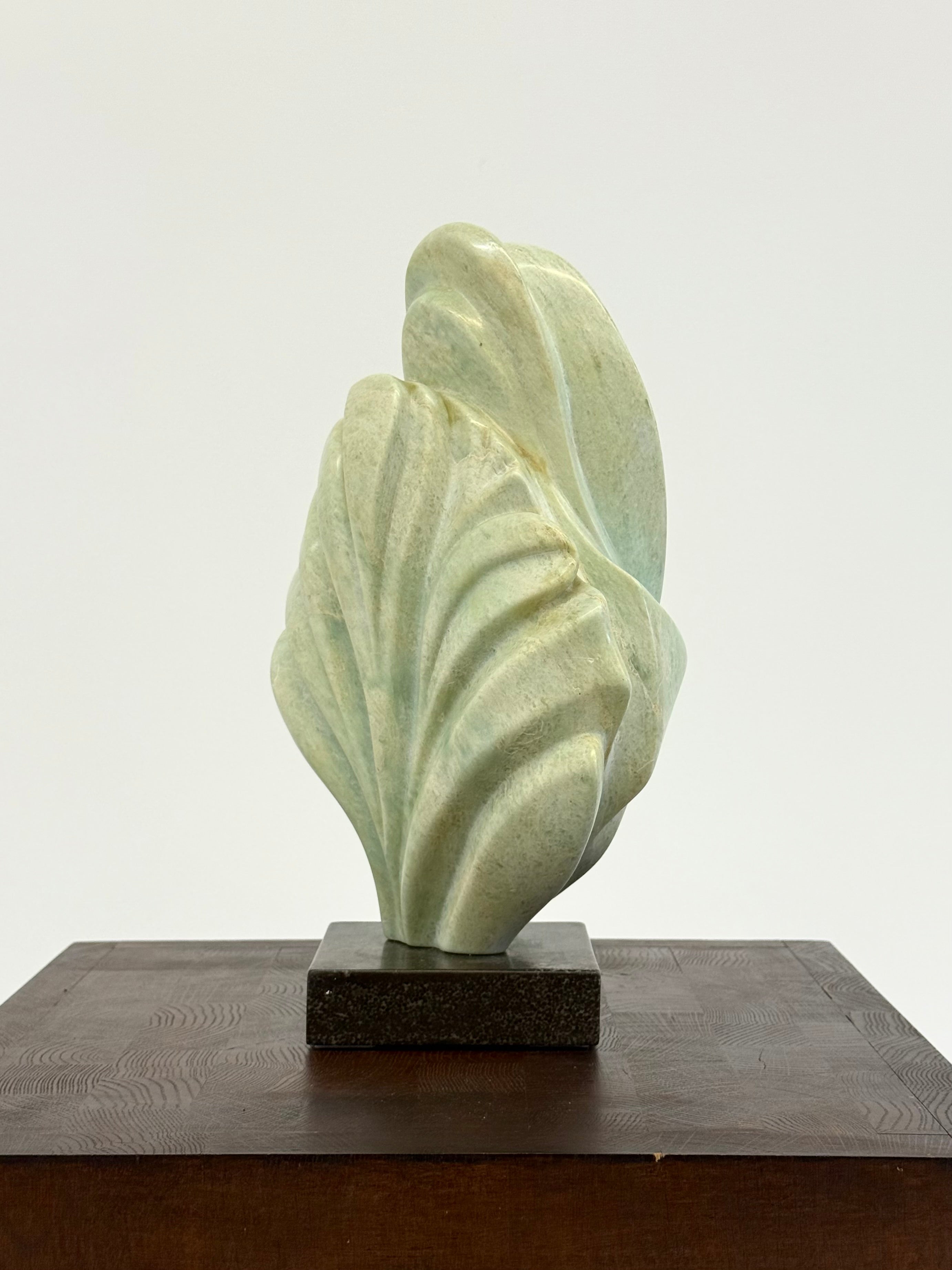 1980s_Freeform_Green_Stone_Sculpture_on_Marble_Base