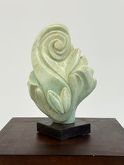 1980s_Freeform_Green_Stone_Sculpture_on_Marble_Base