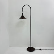 Hala_Zeist_“Trumpet”_Floor_Lamp_in_Brown_Metal,_Netherlands_1970s