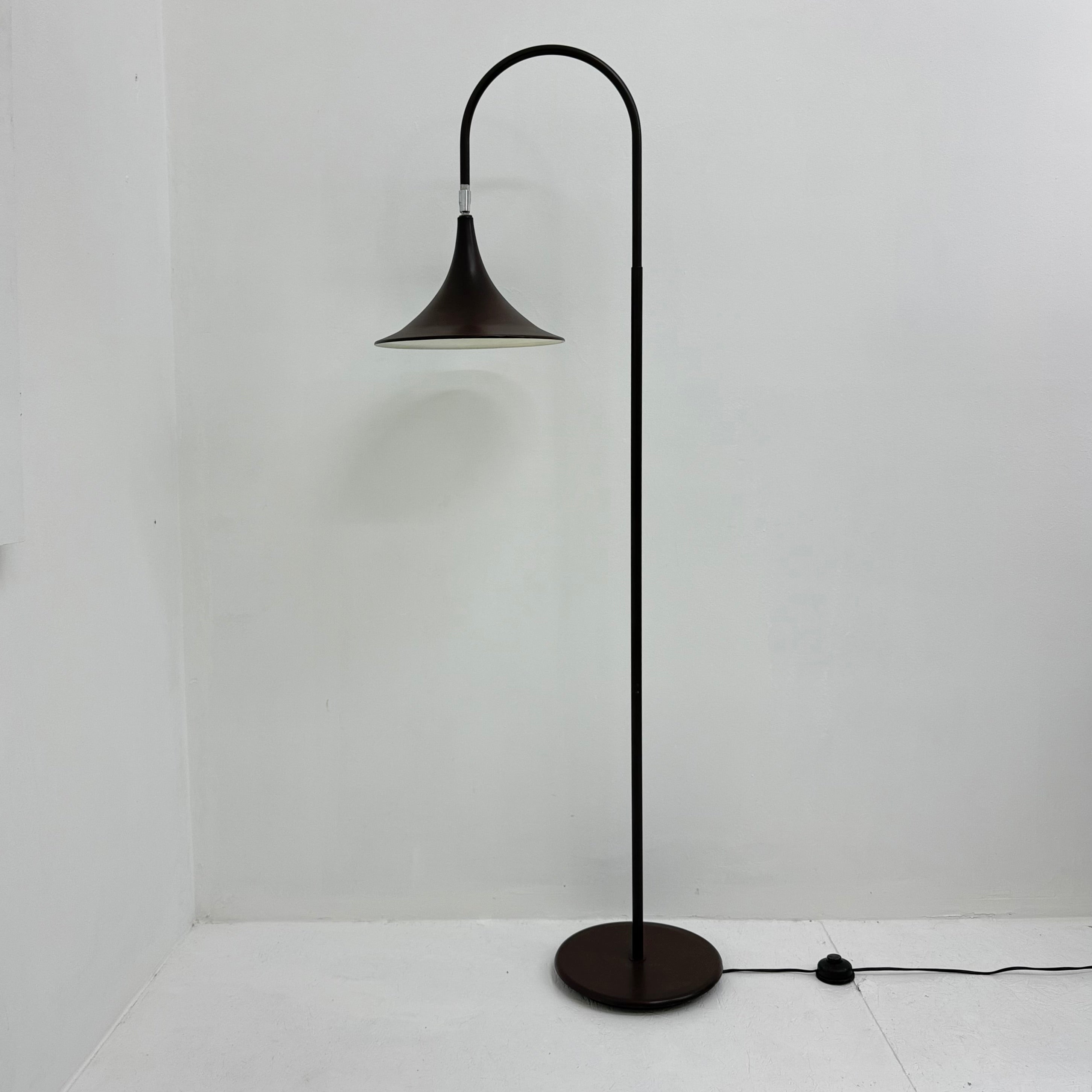 Hala_Zeist_“Trumpet”_Floor_Lamp_in_Brown_Metal,_Netherlands_1970s