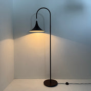 Hala_Zeist_“Trumpet”_Floor_Lamp_in_Brown_Metal,_Netherlands_1970s