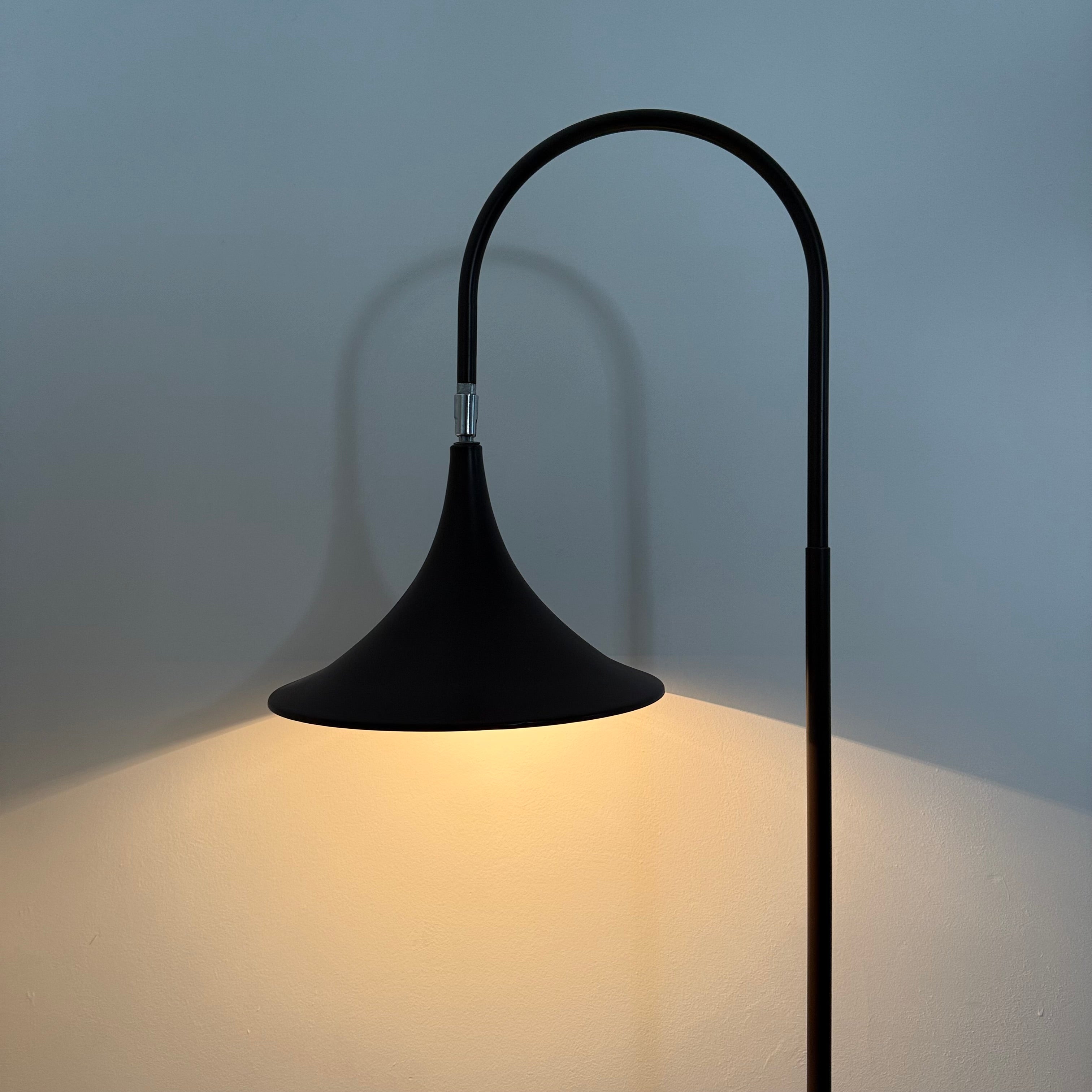 Hala_Zeist_“Trumpet”_Floor_Lamp_in_Brown_Metal,_Netherlands_1970s