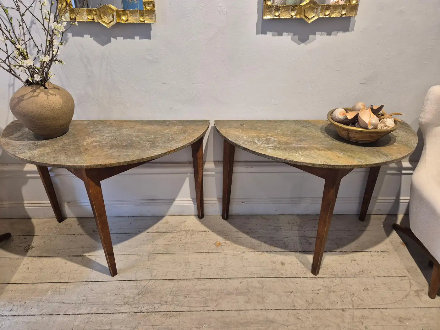 Set_of_2_Swedish_Allmoge_Demi_Lune_Tables_with_Marble_Tops,_Painted_Antique_Console_Tables,_1860s