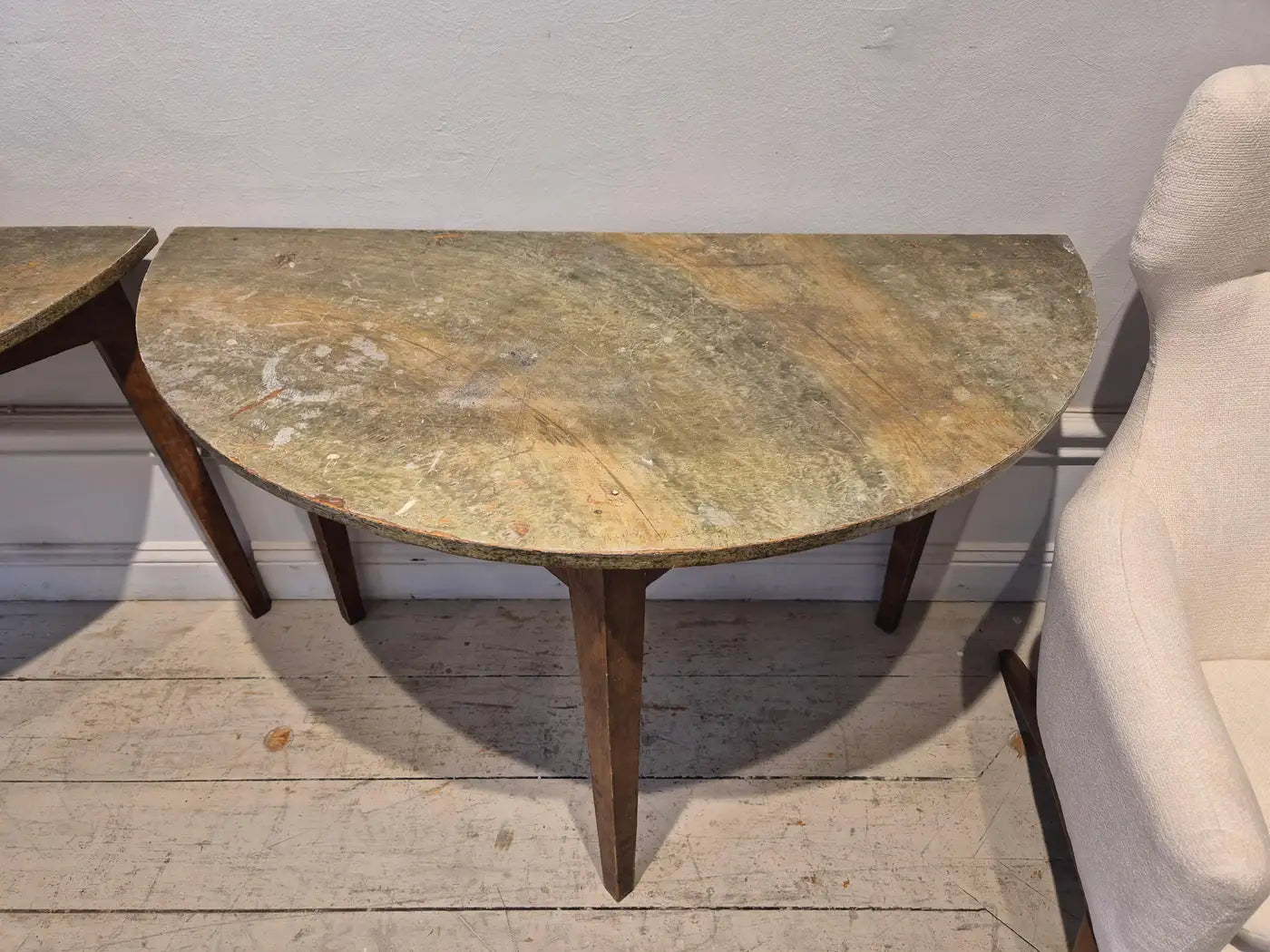 Set_of_2_Swedish_Allmoge_Demi_Lune_Tables_with_Marble_Tops,_Painted_Antique_Console_Tables,_1860s