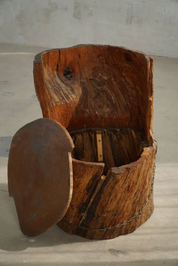 Hand_Carved_Stump_Chair_in_Pine_with_Storage,_Swedish_Modern,_Wabi_Sabi,_1900s