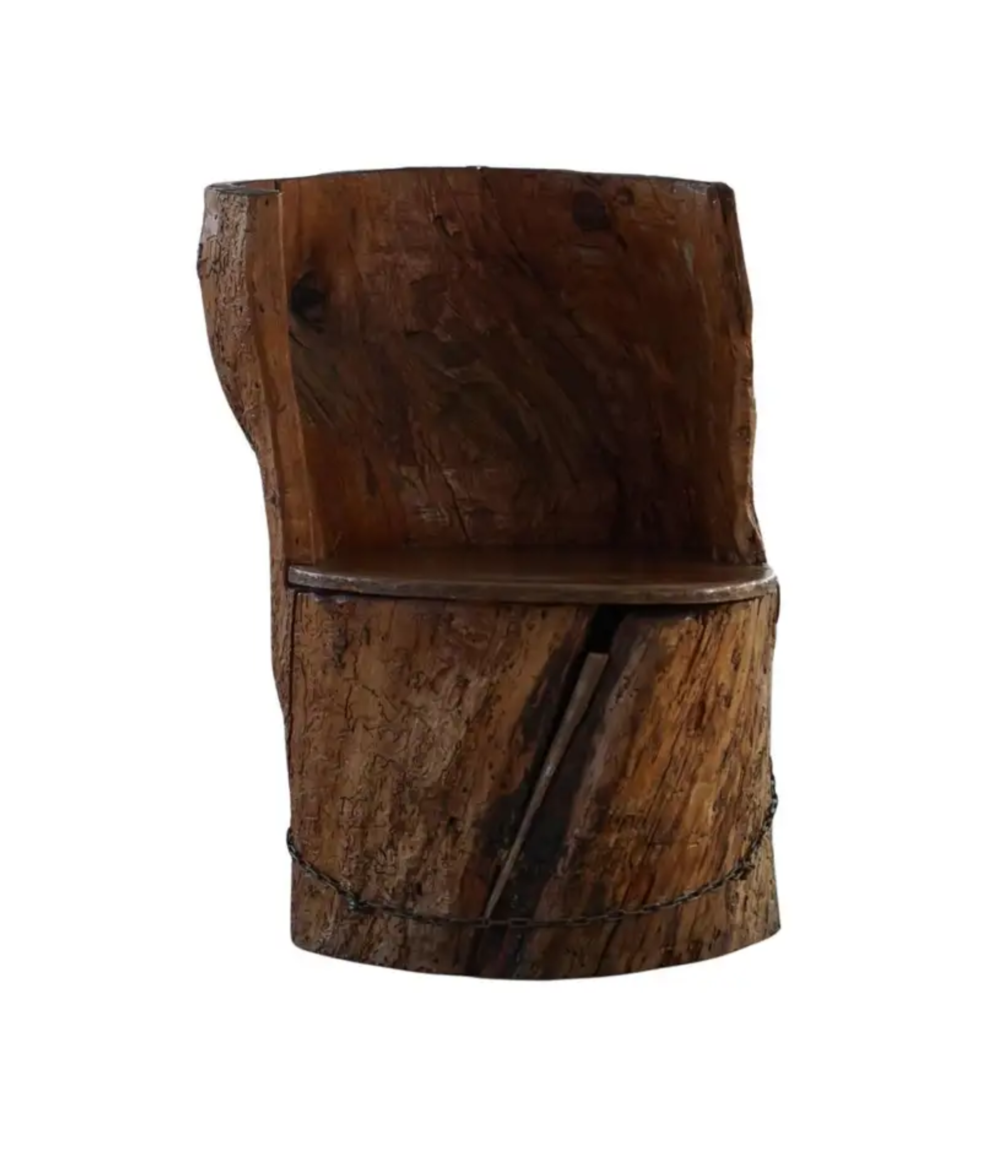 Hand_Carved_Stump_Chair_in_Pine_with_Storage,_Swedish_Modern,_Wabi_Sabi,_1900s