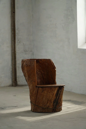 Hand_Carved_Stump_Chair_in_Pine_with_Storage,_Swedish_Modern,_Wabi_Sabi,_1900s