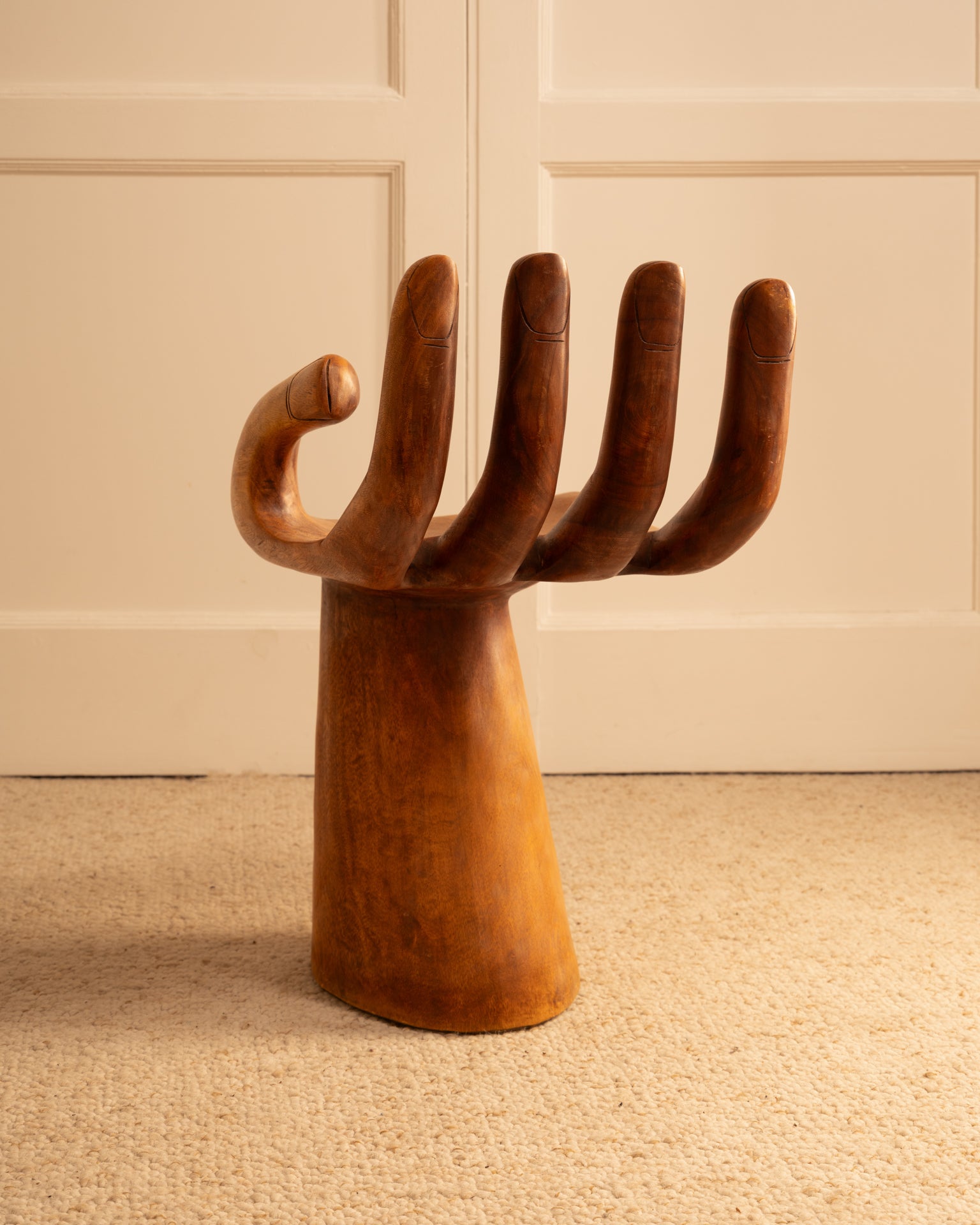 Surreal_Hand_Chair_Stool_in_Wood,_Pedro_Friedeberg_Style
