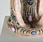 Art_Deco_Hand-Painted_Ceramic_Riser_with_Gem_Motifs_by_Amphora,_Czechoslovakia,_1930s