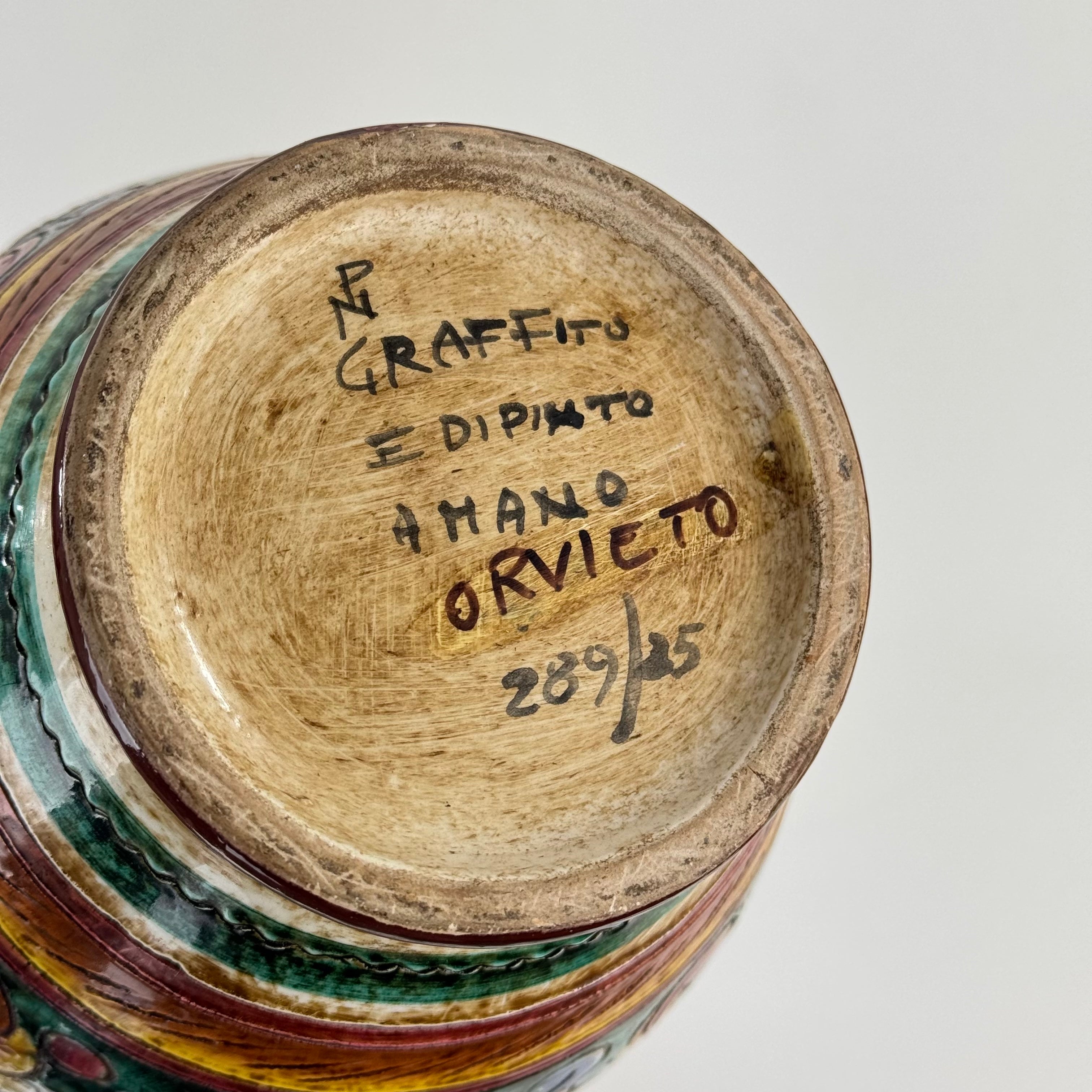 1960s_Hand-Painted_Majolica_Amphora_Vase_Signed_NP_Orvieto,_Italy