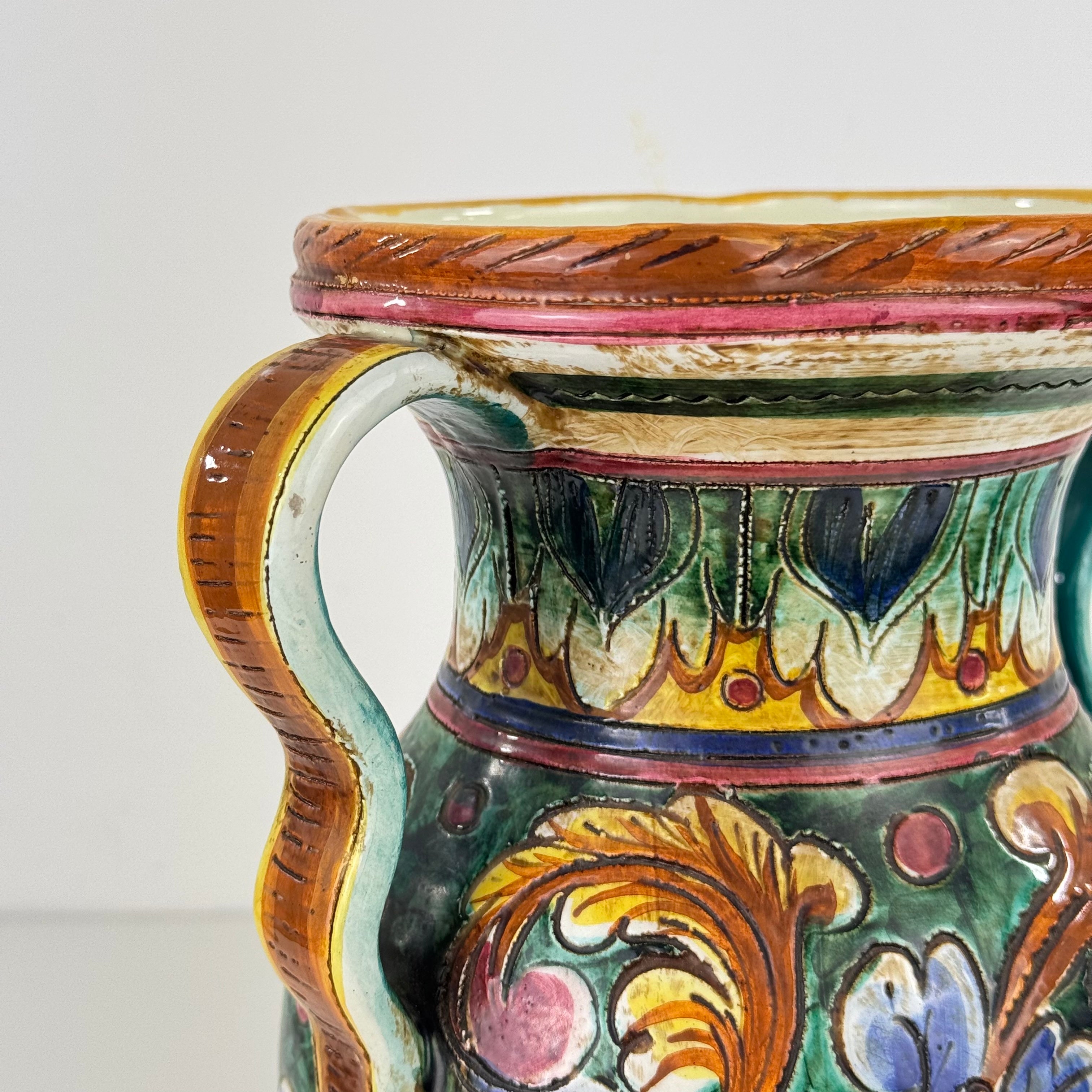 1960s_Hand-Painted_Majolica_Amphora_Vase_Signed_NP_Orvieto,_Italy