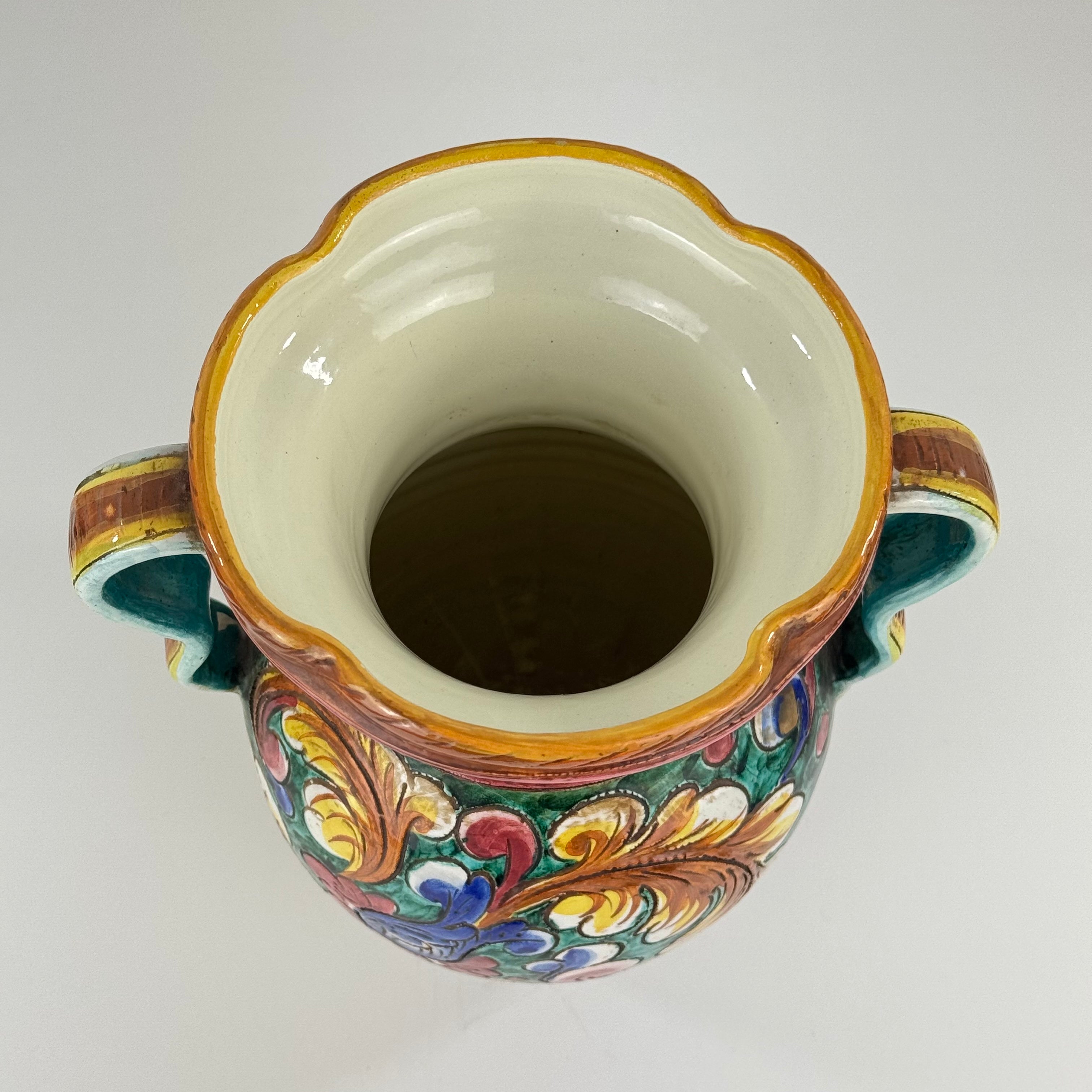 1960s_Hand-Painted_Majolica_Amphora_Vase_Signed_NP_Orvieto,_Italy