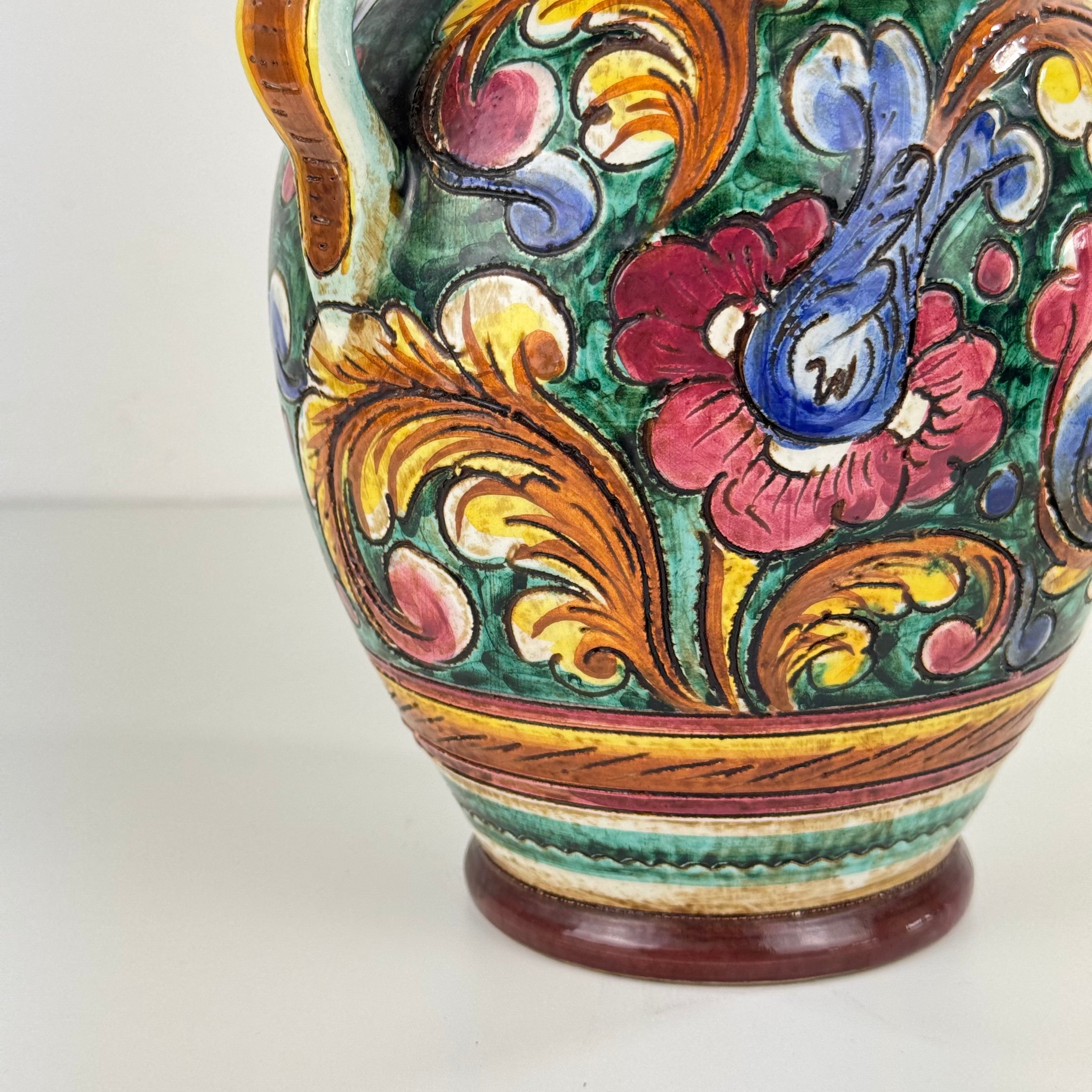 1960s_Hand-Painted_Majolica_Amphora_Vase_Signed_NP_Orvieto,_Italy