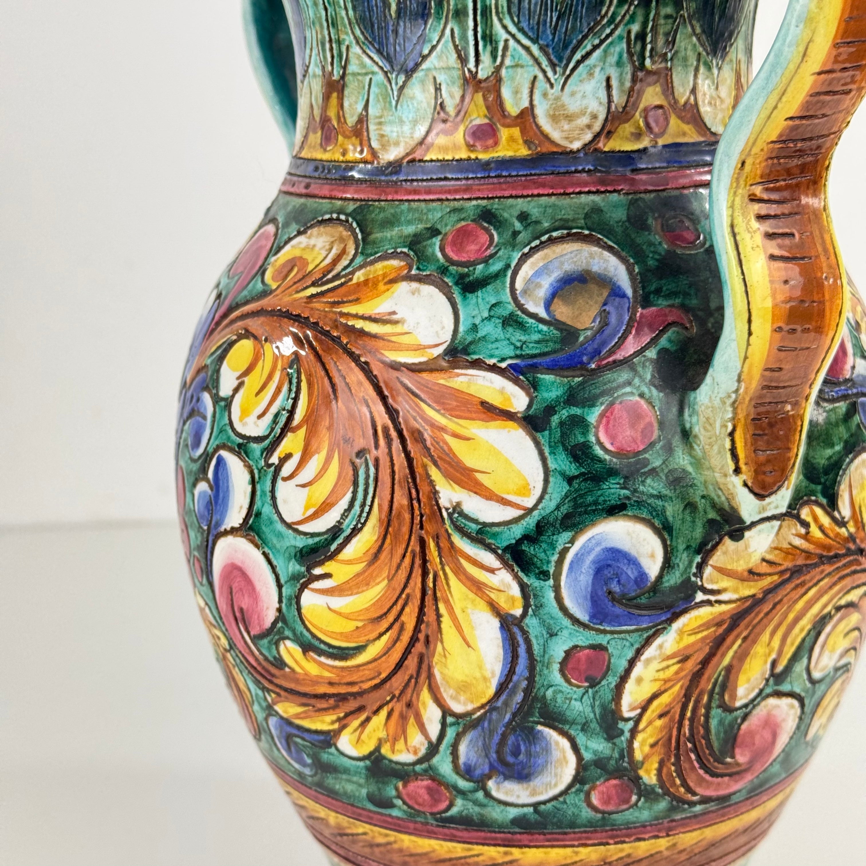 1960s_Hand-Painted_Majolica_Amphora_Vase_Signed_NP_Orvieto,_Italy