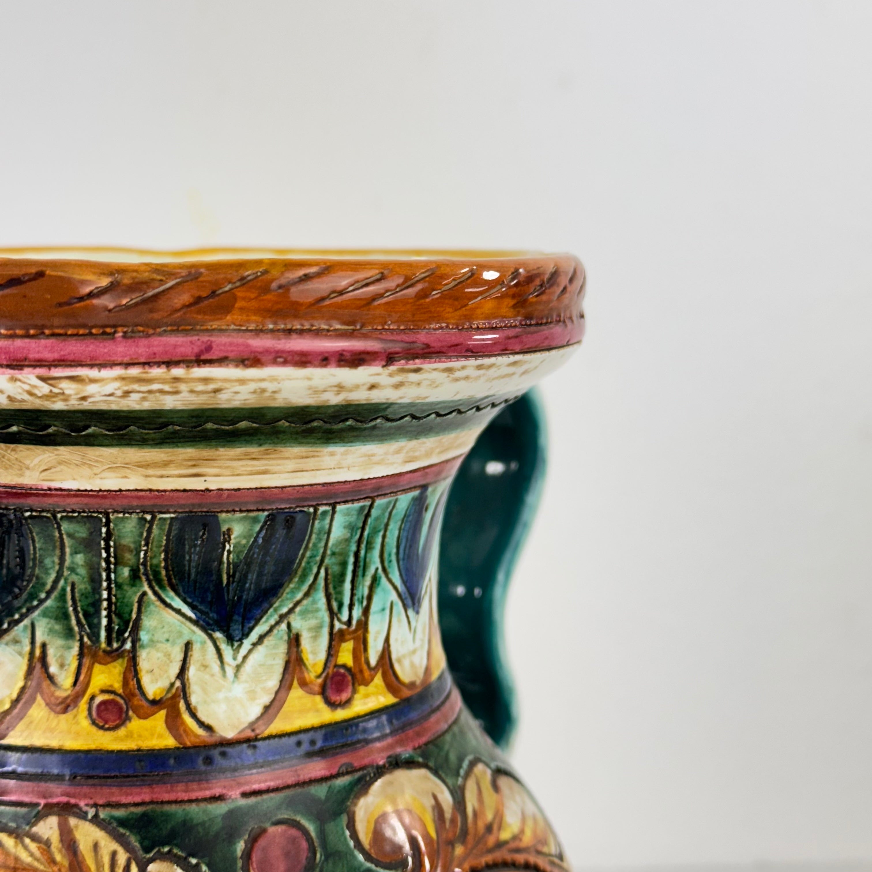 1960s_Hand-Painted_Majolica_Amphora_Vase_Signed_NP_Orvieto,_Italy