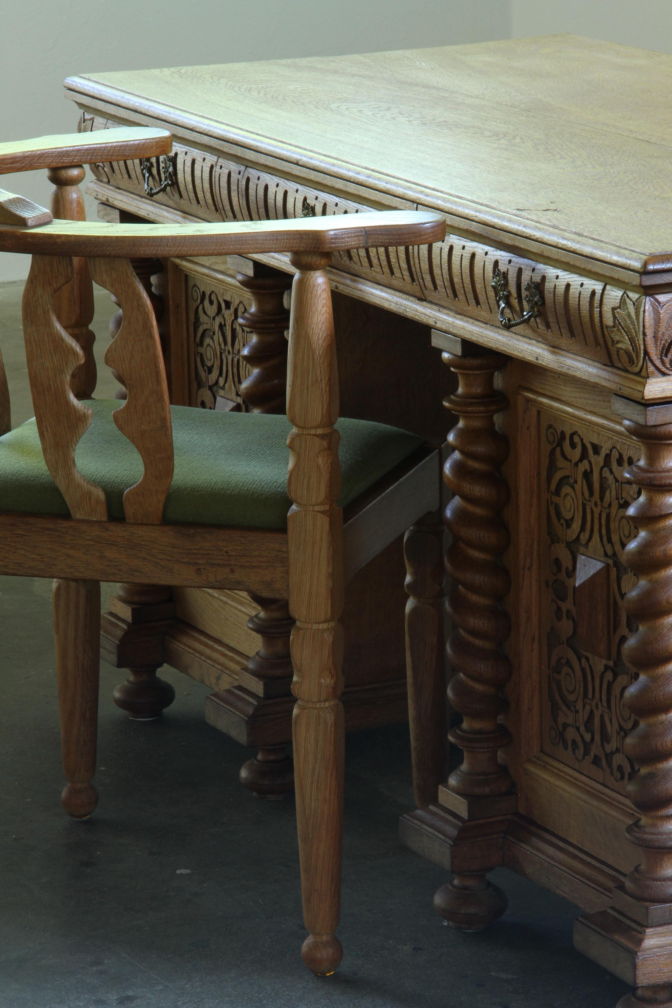 Unique_Danish_Cabinetmaker_Solid_Oak_Desk_with_Carved_Doors,_Denmark,_1960s