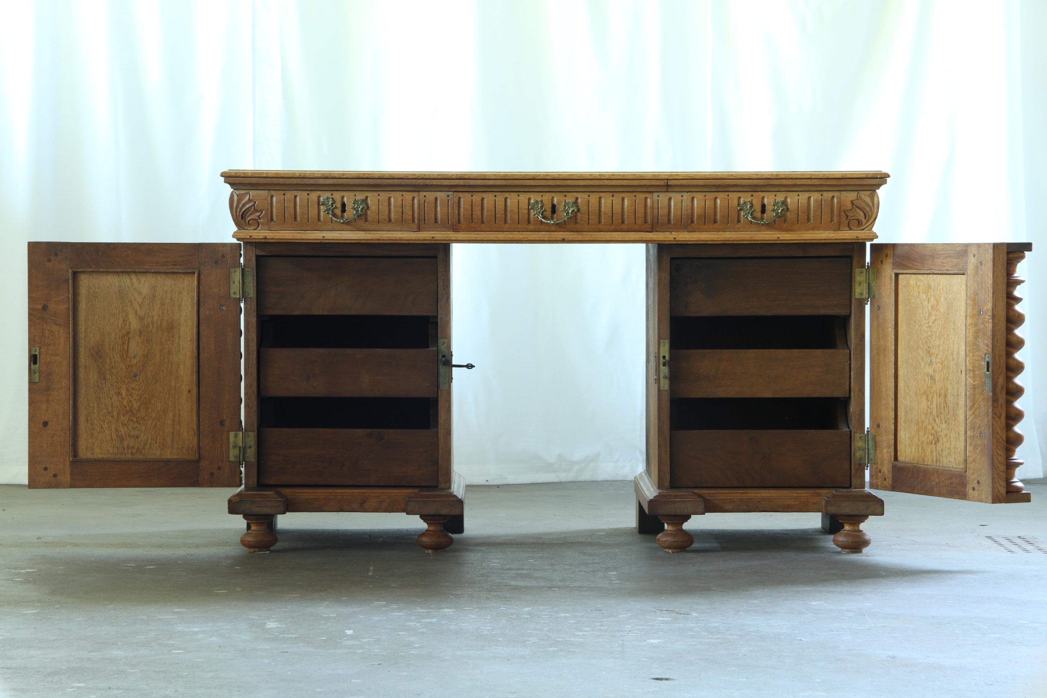 Unique_Danish_Cabinetmaker_Solid_Oak_Desk_with_Carved_Doors,_Denmark,_1960s