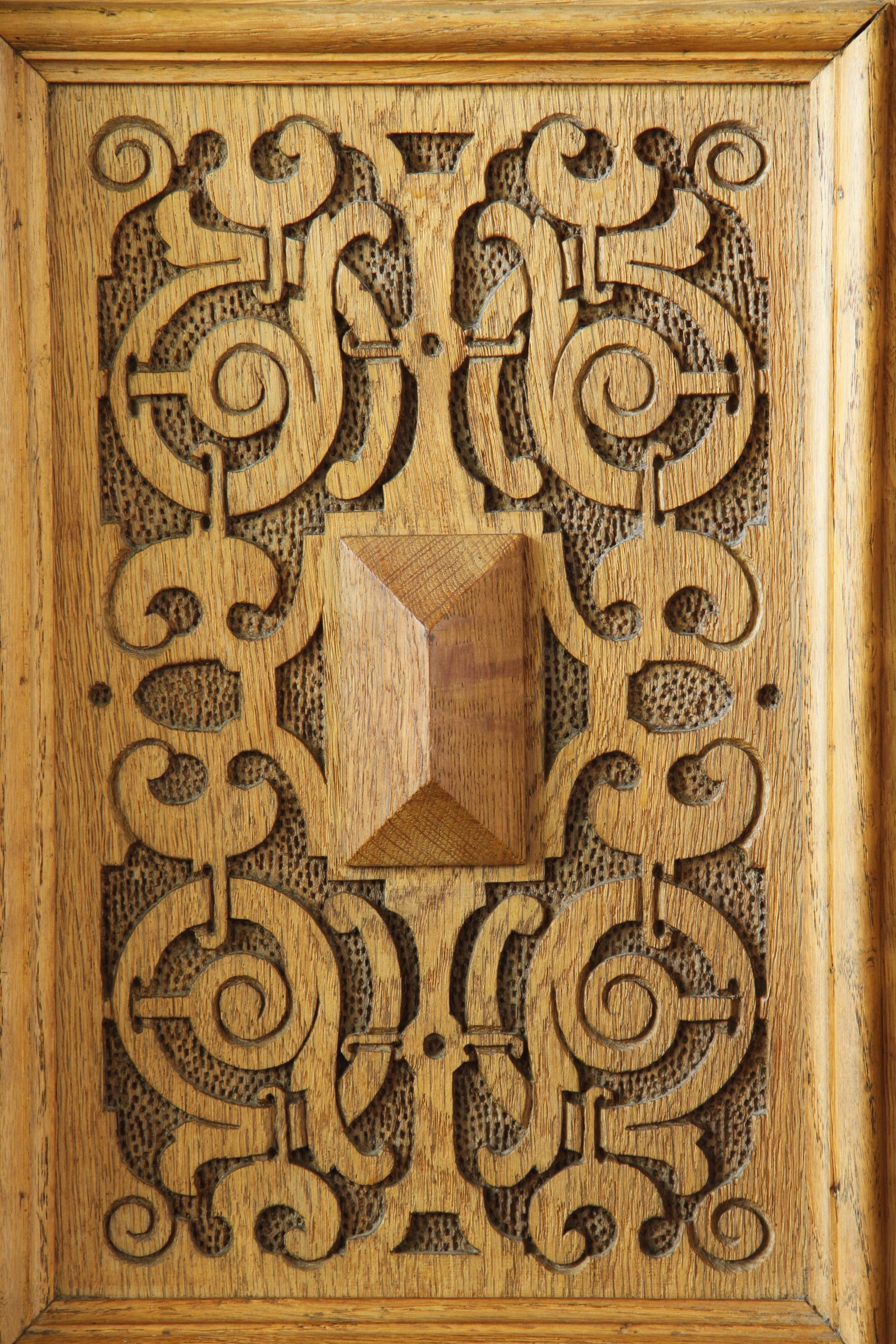 Unique_Danish_Cabinetmaker_Solid_Oak_Desk_with_Carved_Doors,_Denmark,_1960s