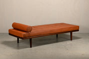 GE19_Teak_Daybed_by_Hans_J._Wegner_for_Getama,_Camel_Leather_Upholstery,_Denmark,_1960s