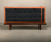 GE19_Teak_Daybed_by_Hans_J._Wegner_for_Getama,_Camel_Leather_Upholstery,_Denmark,_1960s