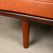 GE19_Teak_Daybed_by_Hans_J._Wegner_for_Getama,_Camel_Leather_Upholstery,_Denmark,_1960s