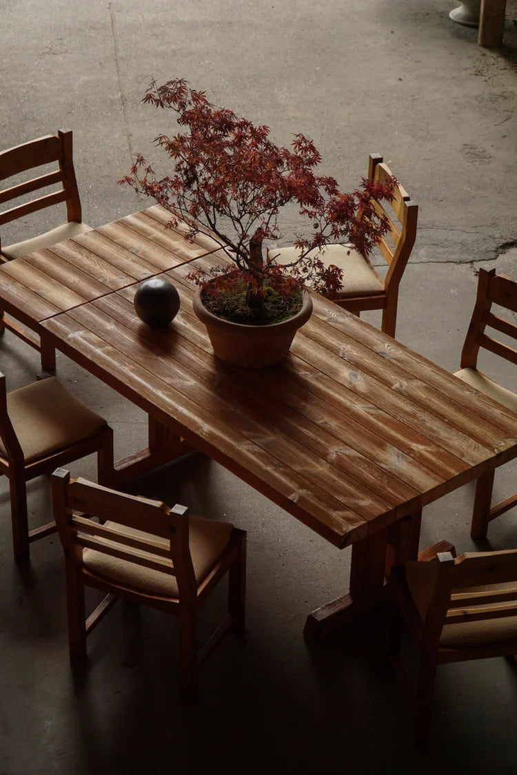 Hans_Jørgen_Frydendal_Brutalist_Pine_Dining_Table,_Denmark_1970s