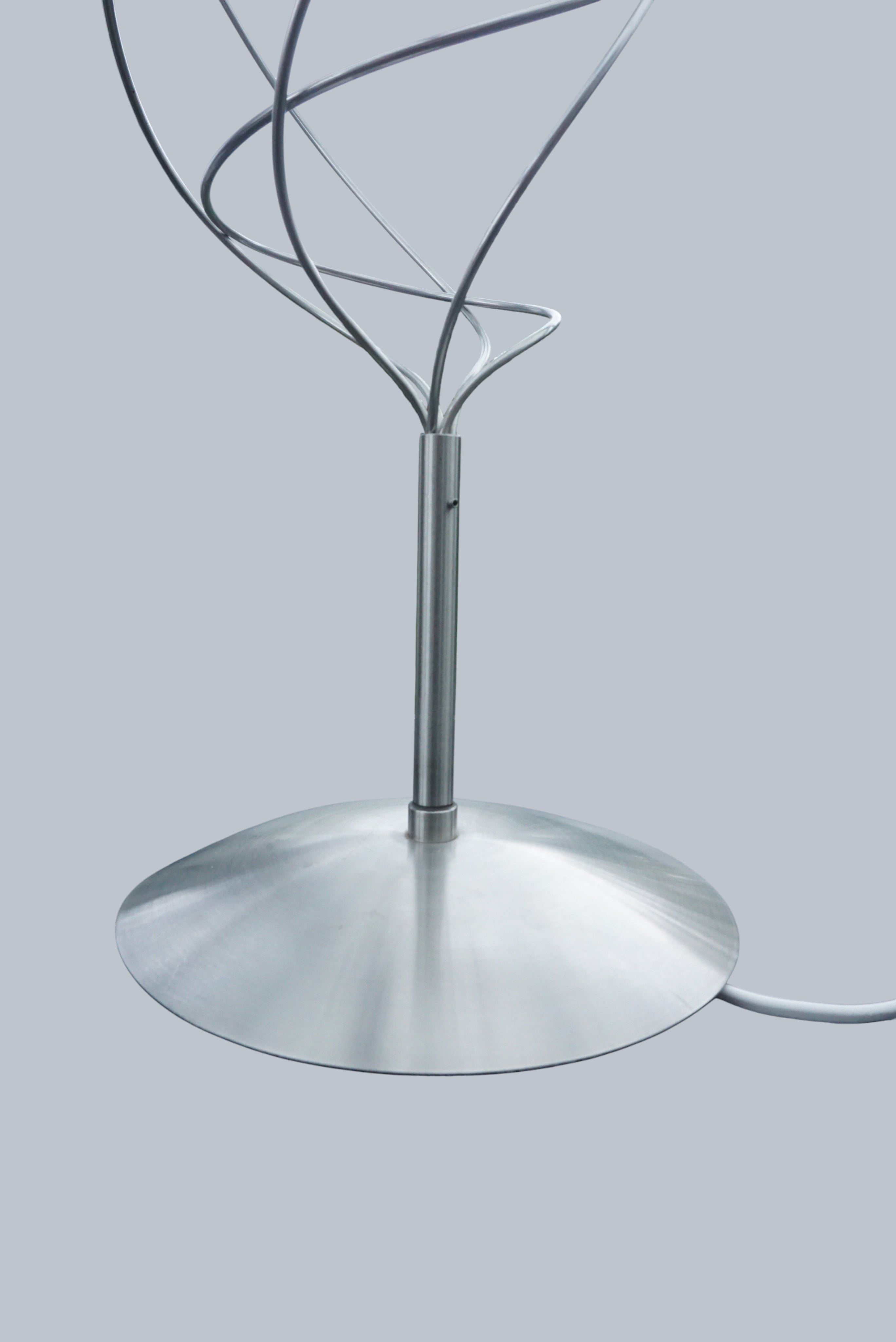Twister_Table_Lamp_by_Harco_Loor_Design,_Sculptural_Stainless_Steel_and_Blown_Glass_Light,_Netherlands,_1980s