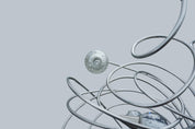 Twister_Table_Lamp_by_Harco_Loor_Design,_Sculptural_Stainless_Steel_and_Blown_Glass_Light,_Netherlands,_1980s
