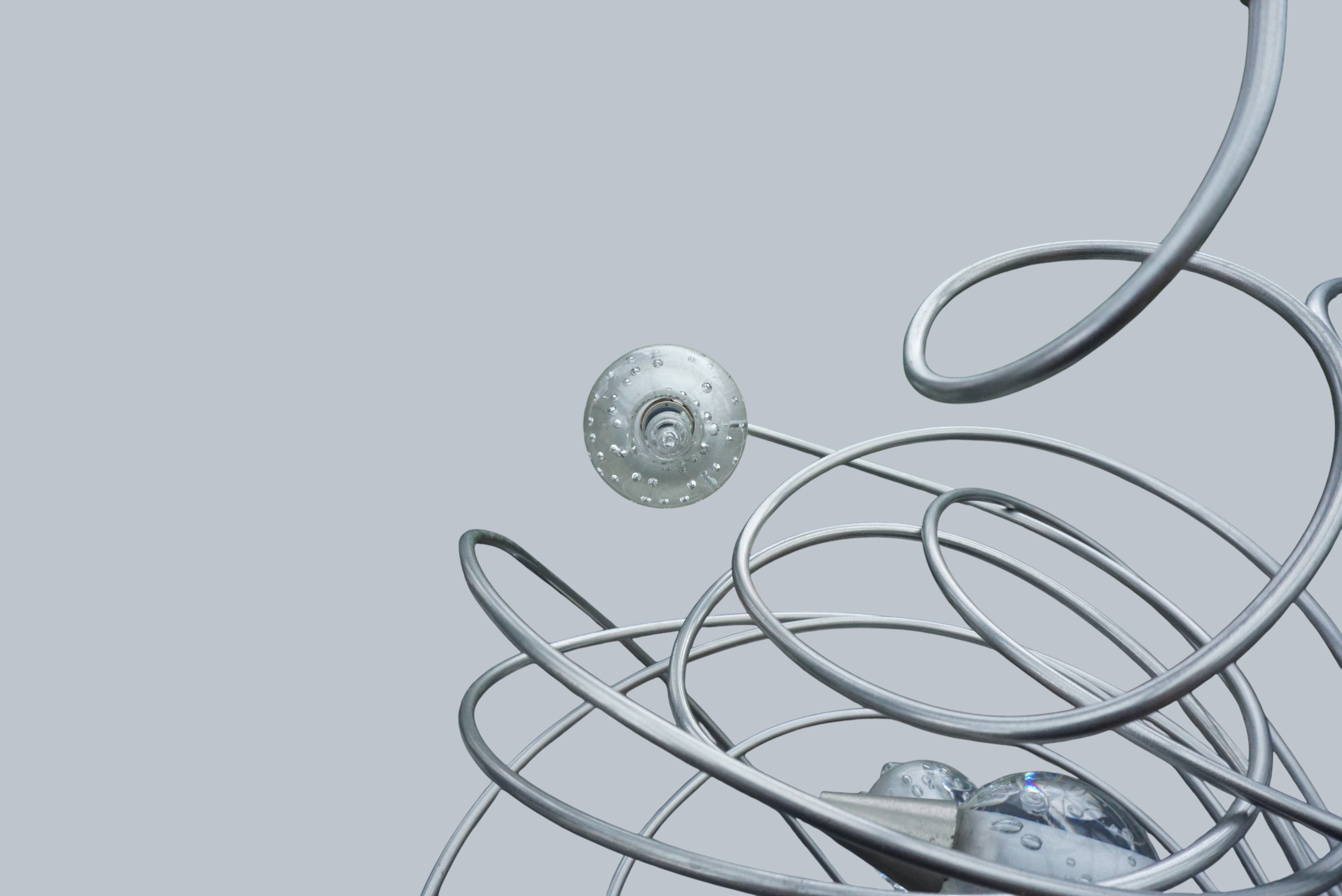 Twister_Table_Lamp_by_Harco_Loor_Design,_Sculptural_Stainless_Steel_and_Blown_Glass_Light,_Netherlands,_1980s