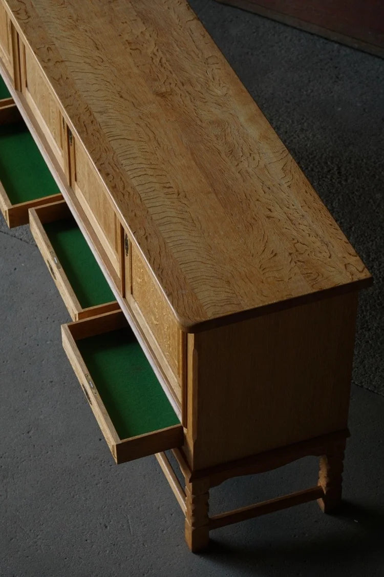 Henning_Kjærnulf_Brutalist_Oak_Sideboard,_Danish_Mid_Century_Modern_Credenza,_1960s