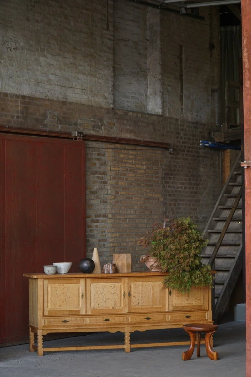 Henning_Kjærnulf_Brutalist_Oak_Sideboard,_Danish_Mid_Century_Modern_Credenza,_1960s