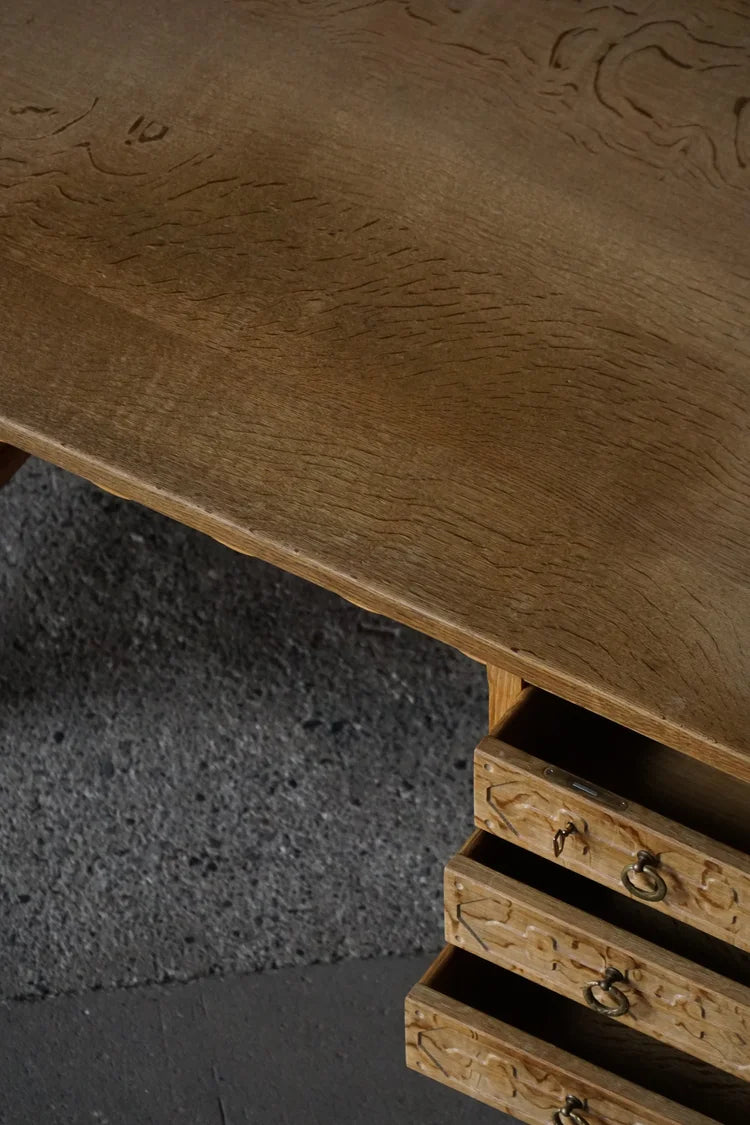 Henning_Kjærnulf_Freestanding_Oak_Desk,_Danish_Mid_Century_Modern,_1950s