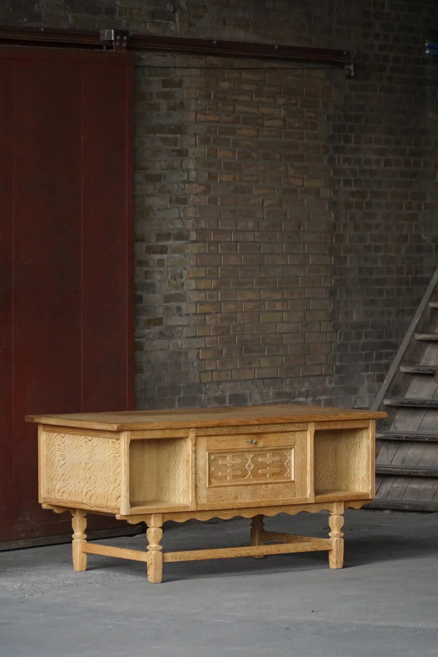 Henning_Kjærnulf_Freestanding_Oak_Desk,_Danish_Mid_Century_Modern,_1950s