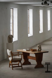 Henning_Kjærnulf_‘Kurul’_Armchair_in_Oak_and_Lambswool,_Danish_Modern_Design