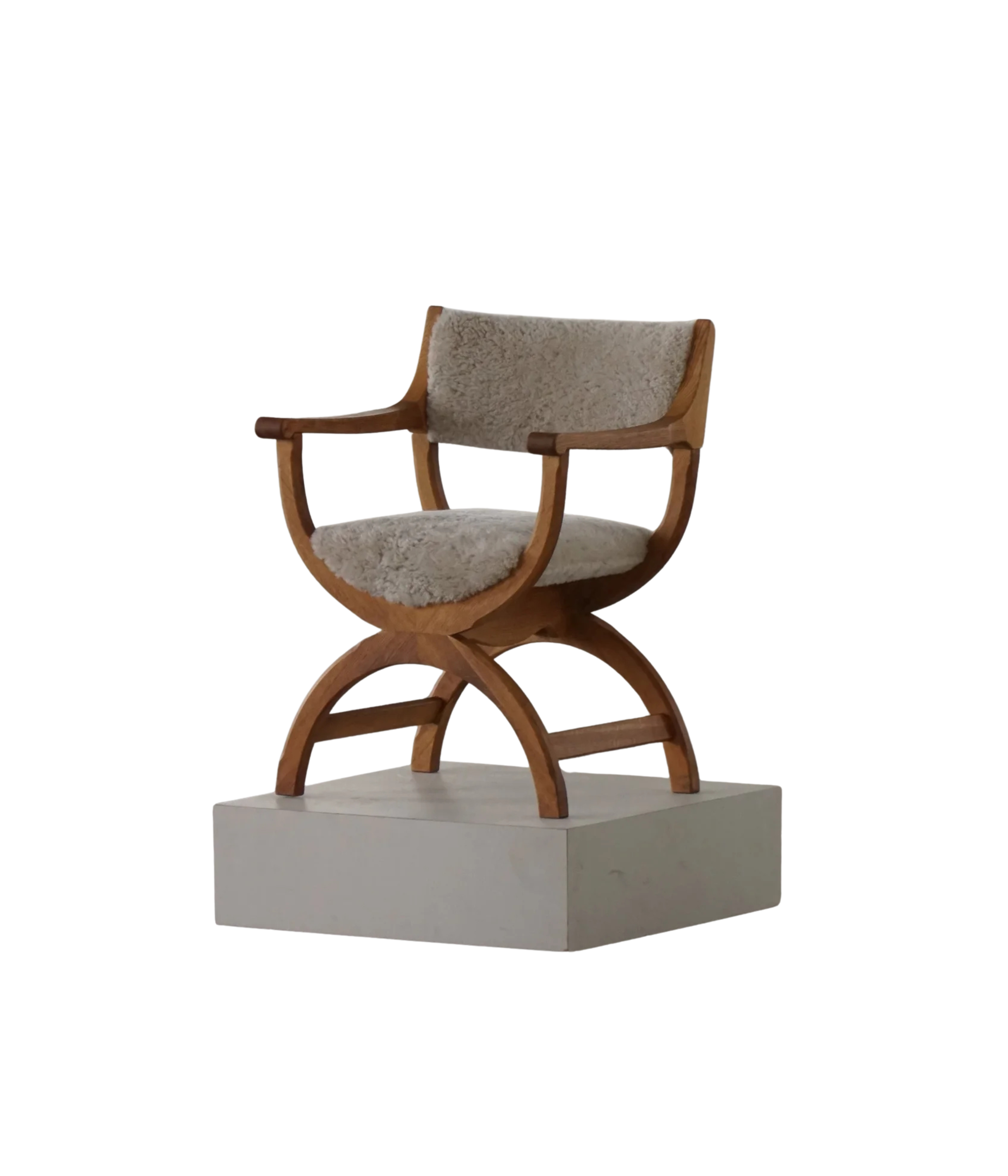 Henning_Kjærnulf_‘Kurul’_Armchair_in_Oak_and_Lambswool,_Danish_Modern_Design