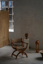 Henning_Kjærnulf_‘Kurul’_Armchair_in_Oak_with_Lisa_Larson_Textile