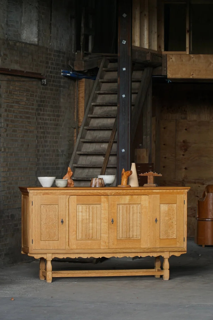 Henning_Kjærnulf_Oak_Sideboard_for_EG_Møbler,_Danish_Brutalist_Credenza,_1960s