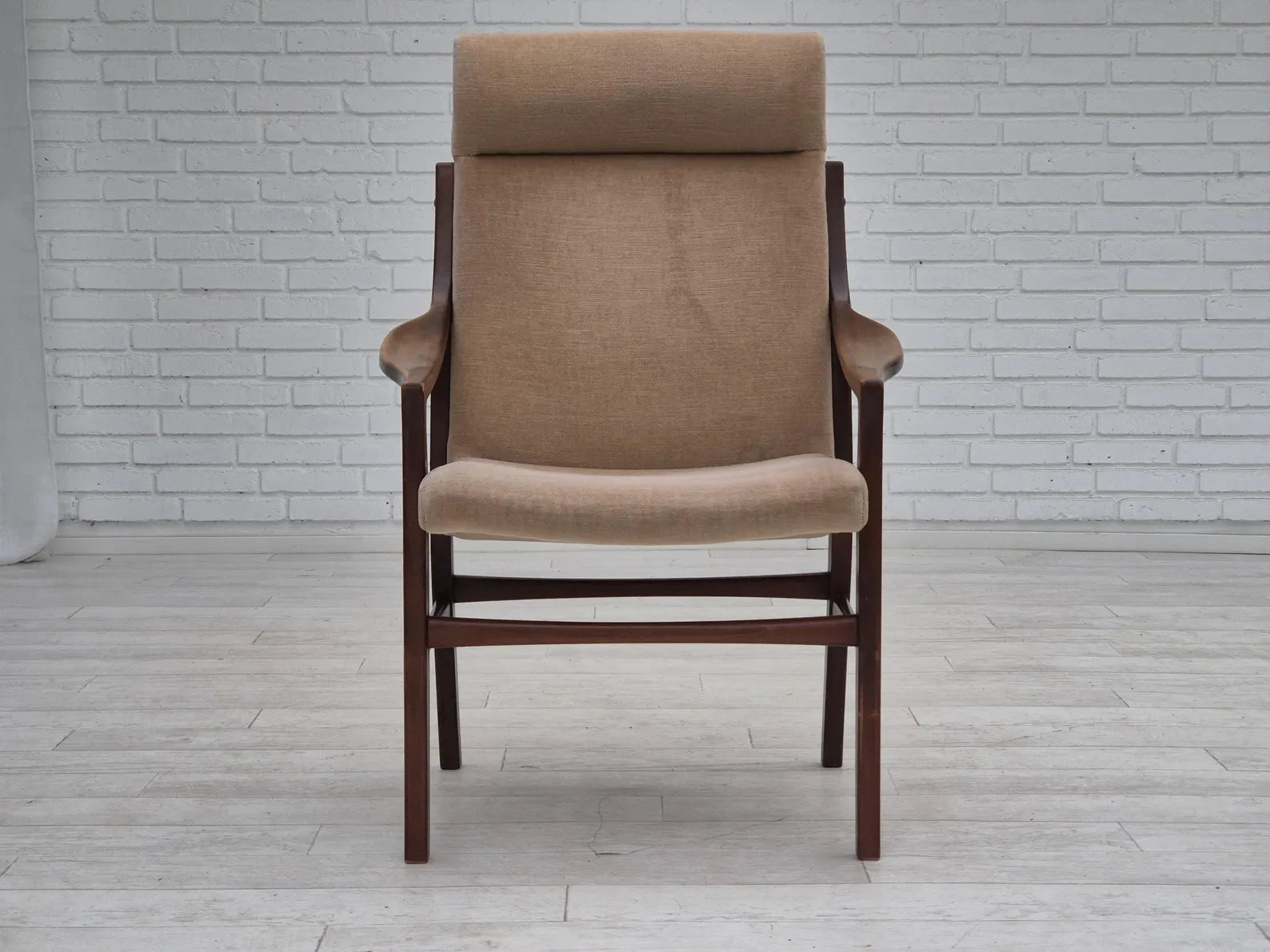 Highback_Armchair,_Beech_Wood_&_Velour,_1960s_Denmark