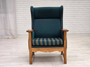 Highback_Armchair,_Turquoise-Green_Wool_&_Oak,_1970s_Denmark