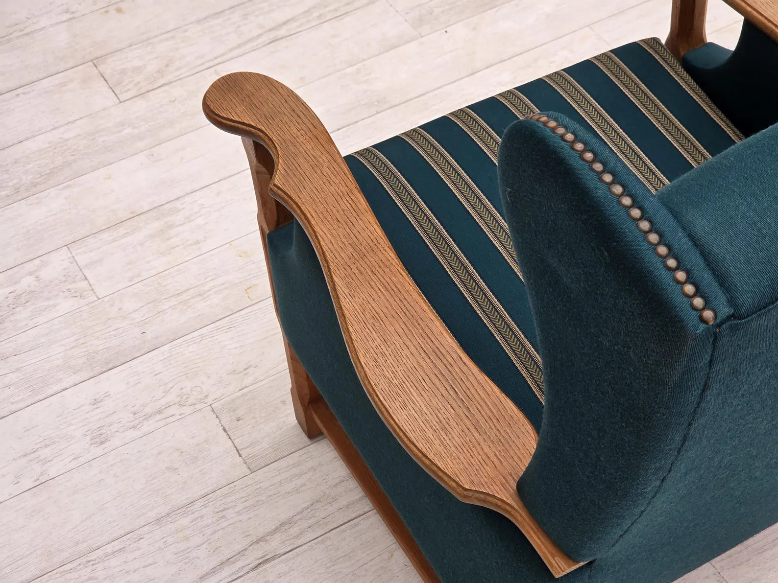 Highback_Armchair,_Turquoise-Green_Wool_&_Oak,_1970s_Denmark