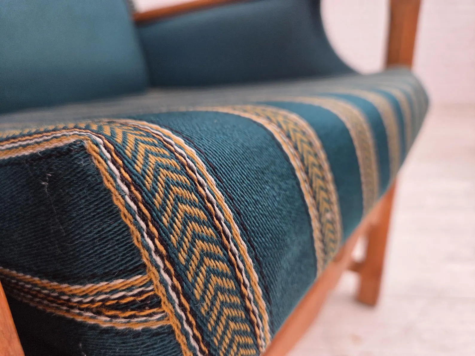 Highback_Armchair,_Turquoise-Green_Wool_&_Oak,_1970s_Denmark