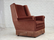 Danish_High_Back_Armchair_in_Salmon_Velour,_1970s,_Denmark
