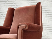 Danish_High_Back_Armchair_in_Salmon_Velour,_1970s,_Denmark