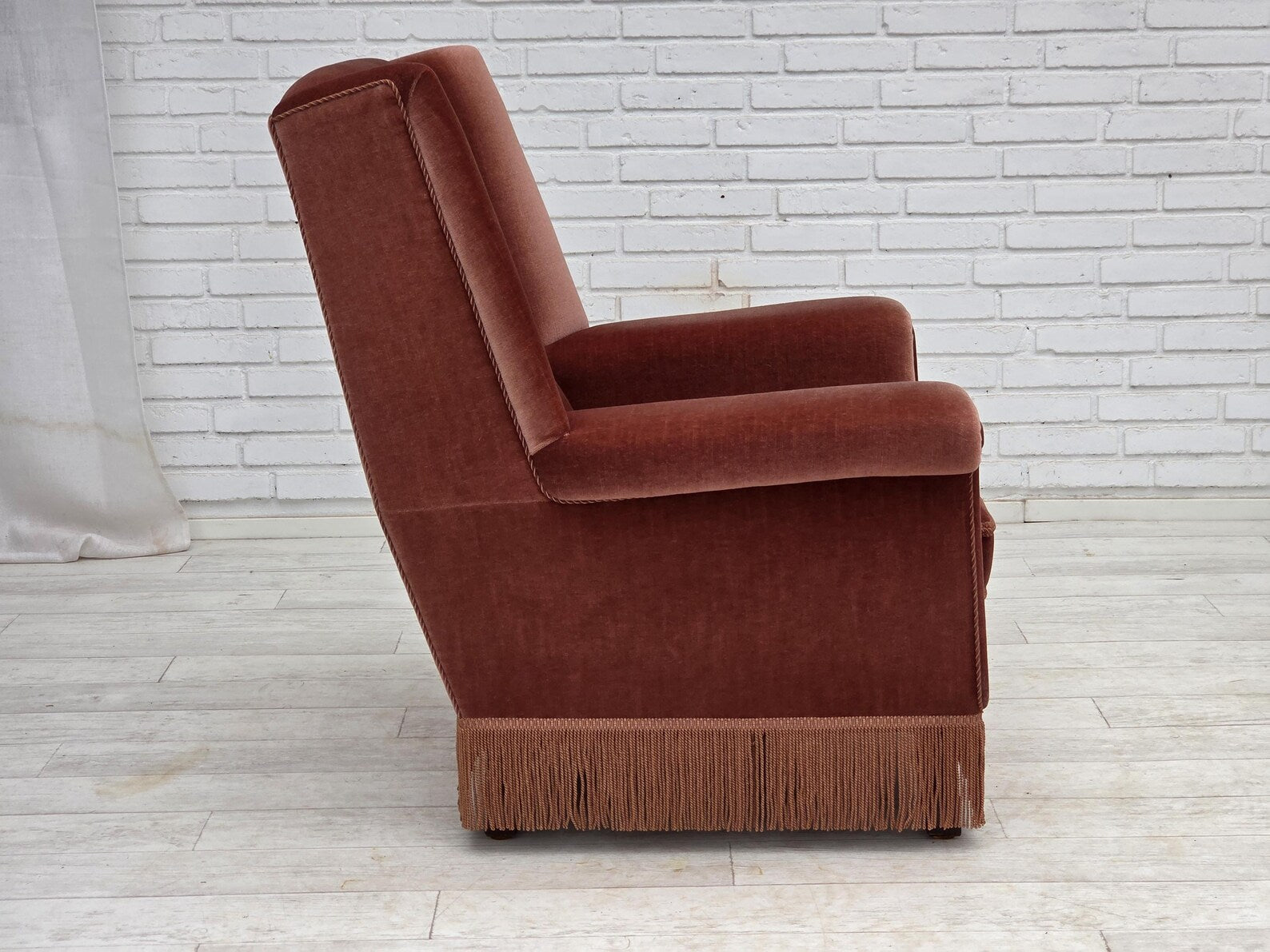 Danish_High_Back_Armchair_in_Salmon_Velour,_1970s,_Denmark